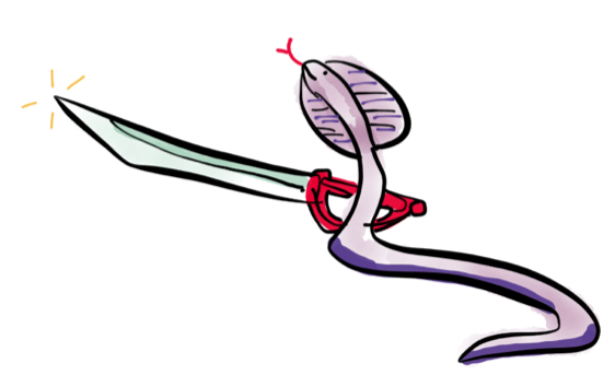 A dangerous snake with a sword